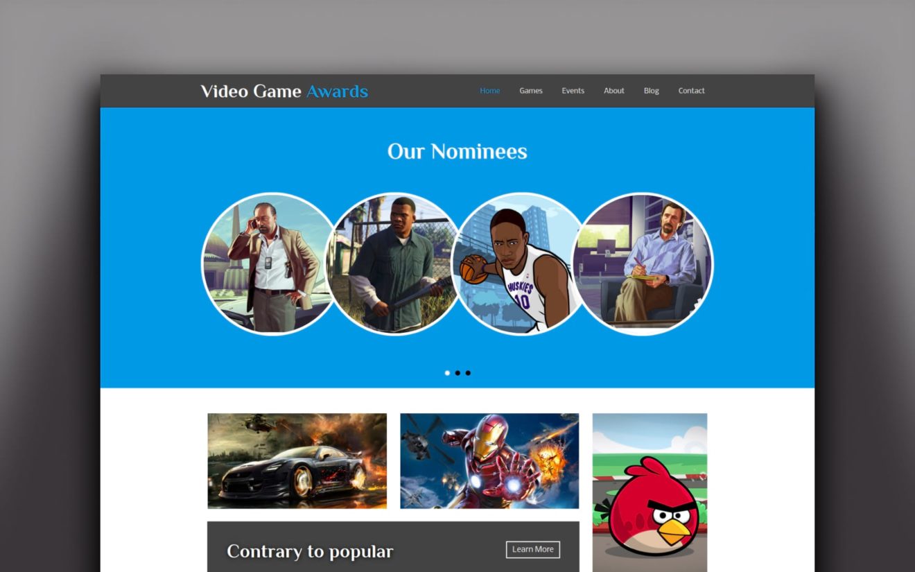 Video Game Awards Gaming Website Template