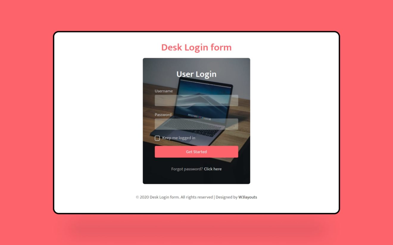 Desk Login Form Web Element