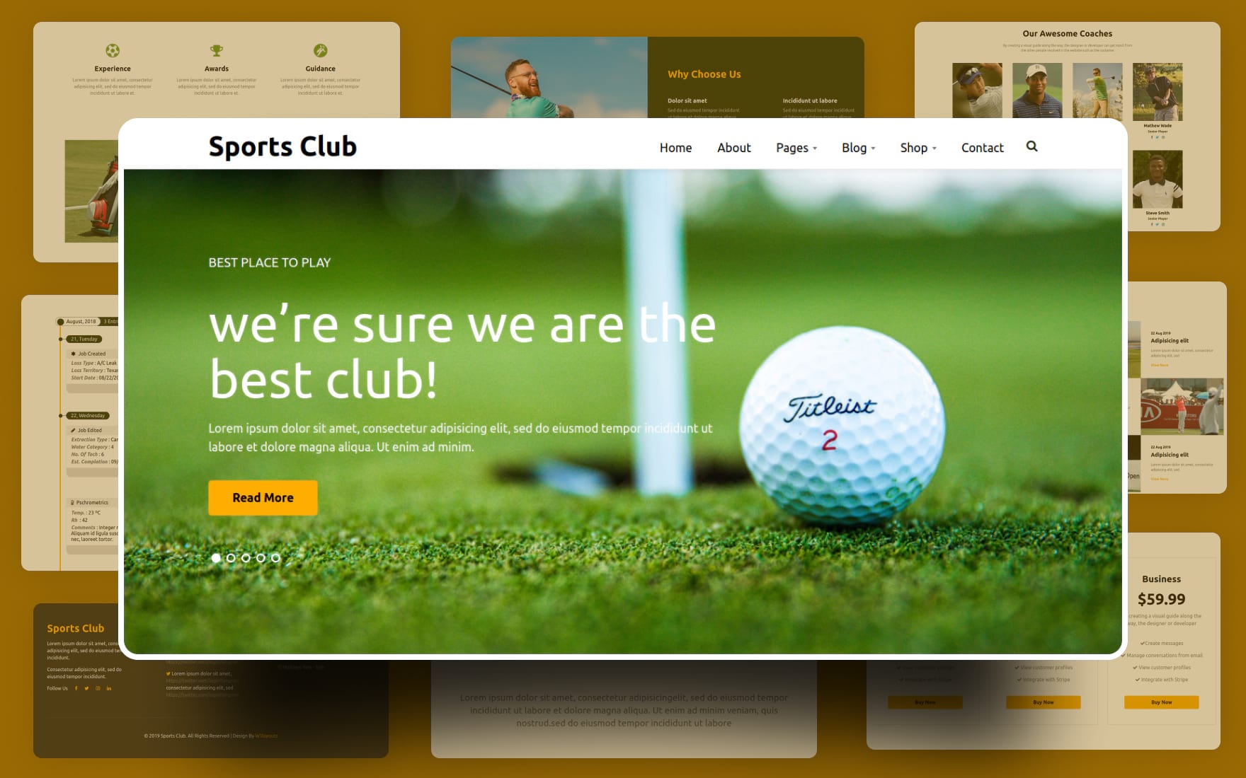 sports club website template