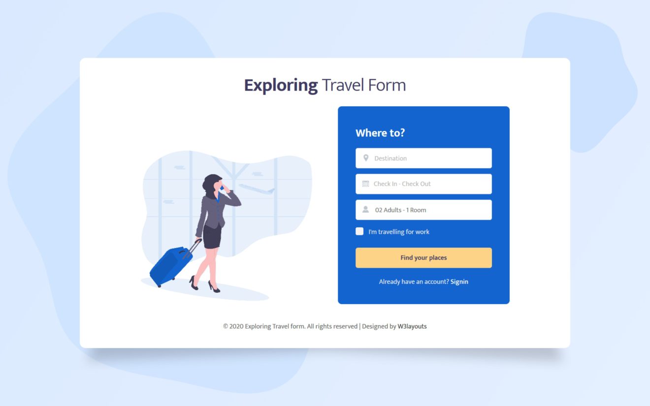 Exploring Travel Form Web Element