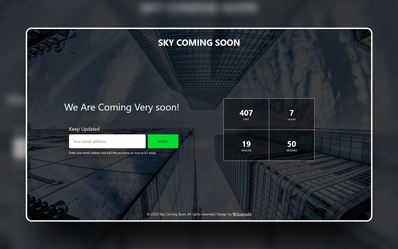 Sky Coming Soon Web Element