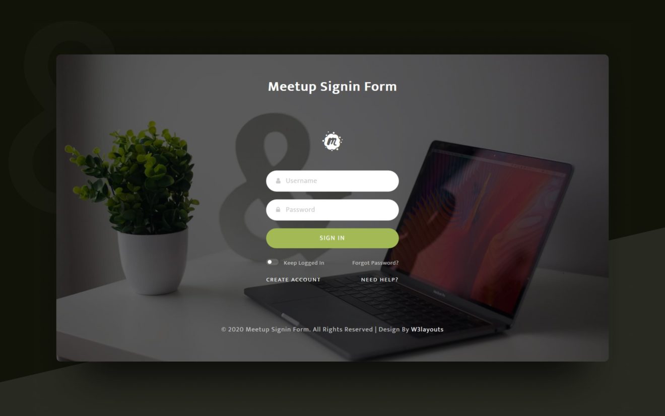 Meetup Sign-in Form Web Element