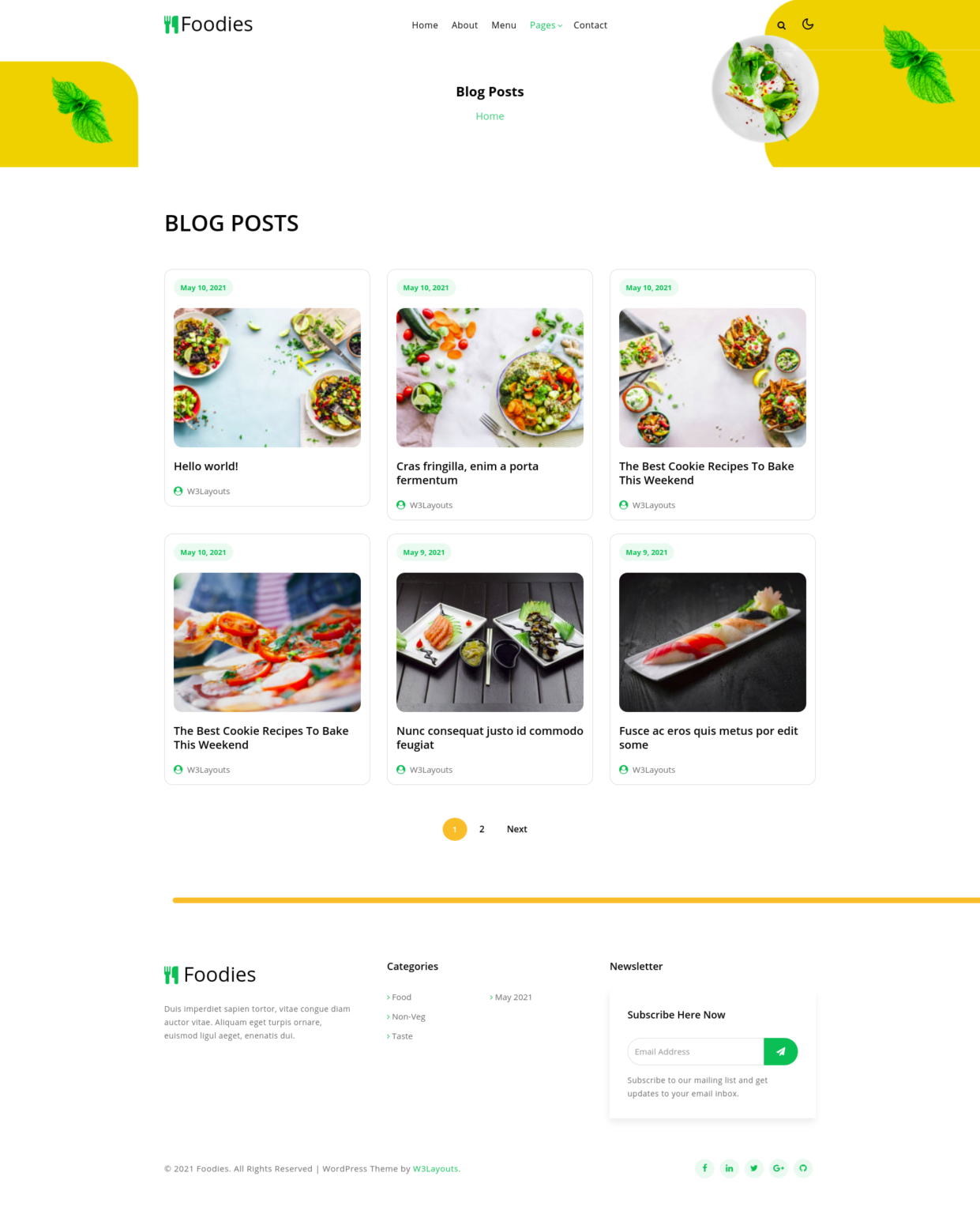 Foodies A Hotels And Restaurants Category Wordpress Theme W3layouts