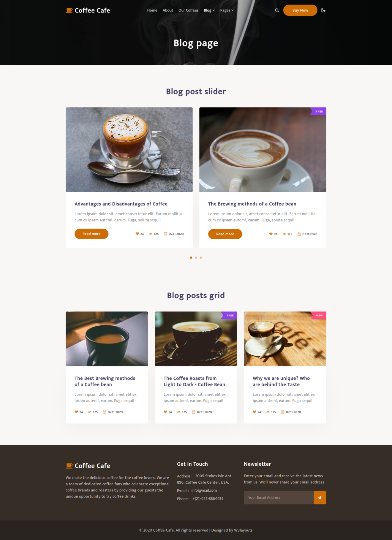 website for coffee shop blog