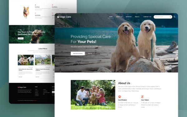 dogs care website template for pet care centers