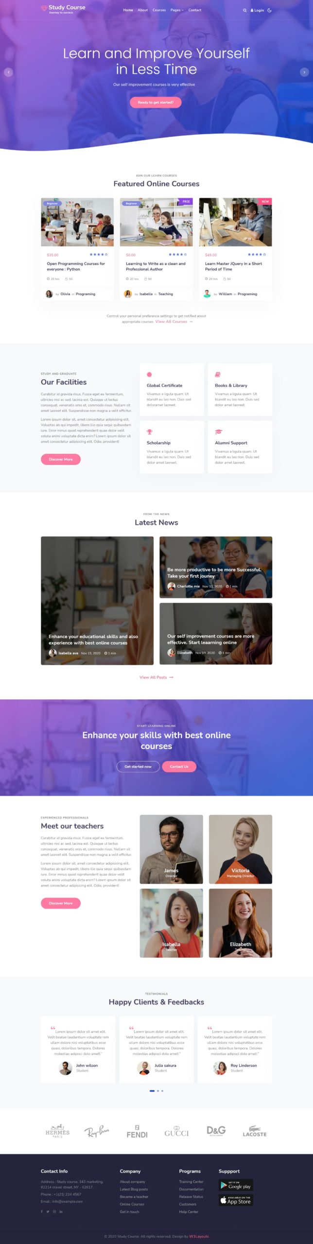 consultant online education website template home page