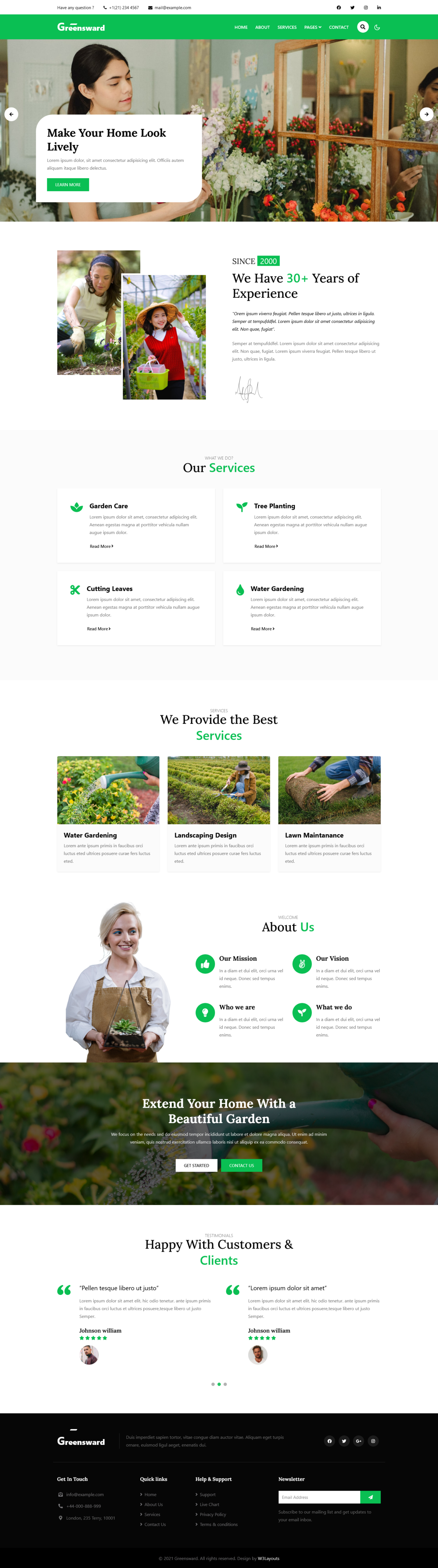 greensward wordpress theme - home page