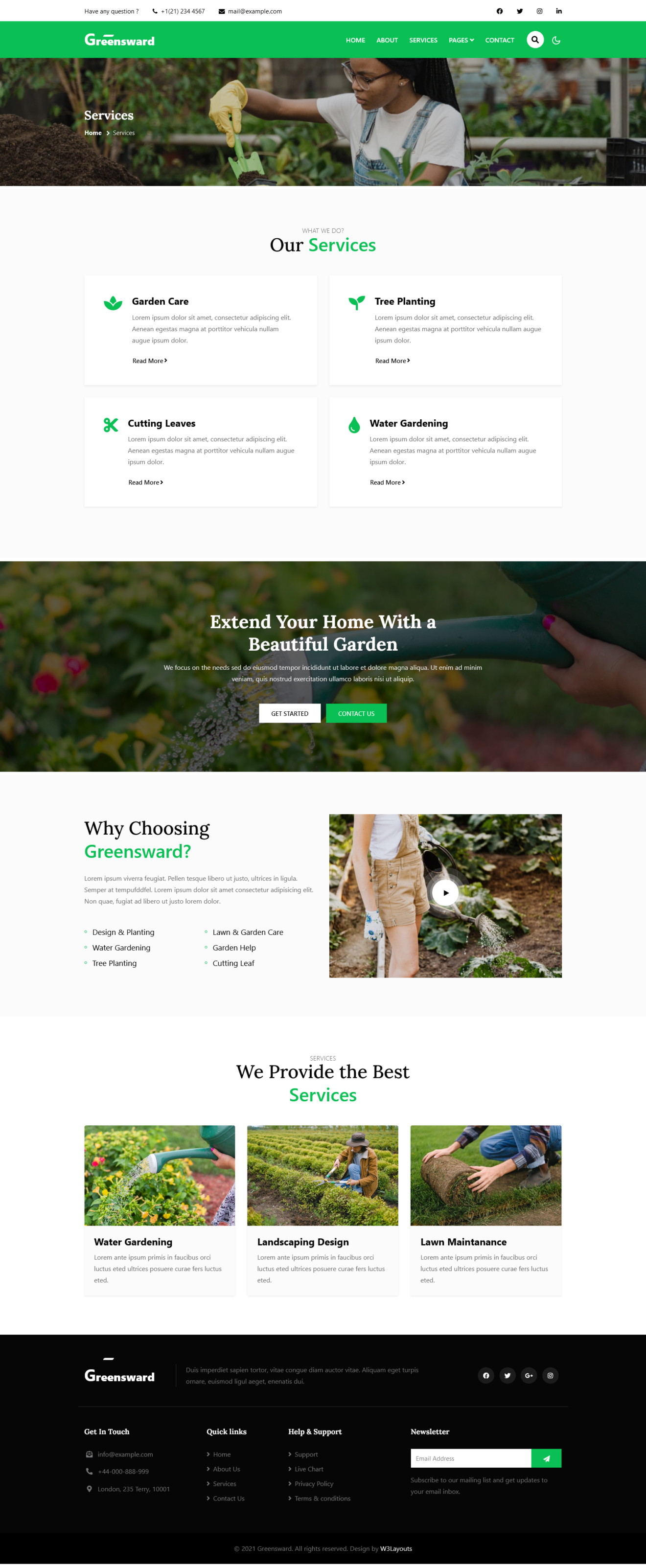 greensward wordpress theme - service page