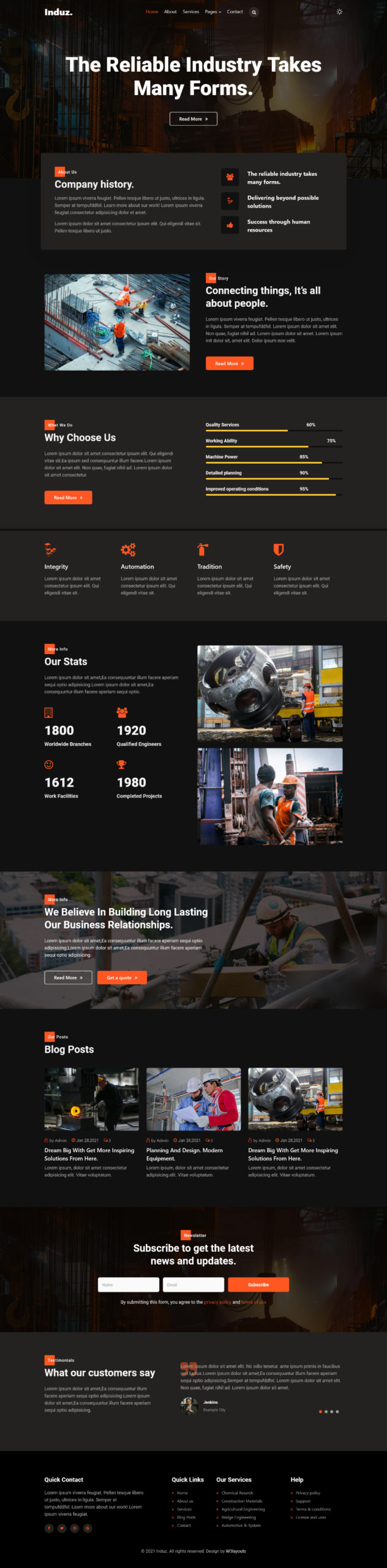 induz a industrial category website template