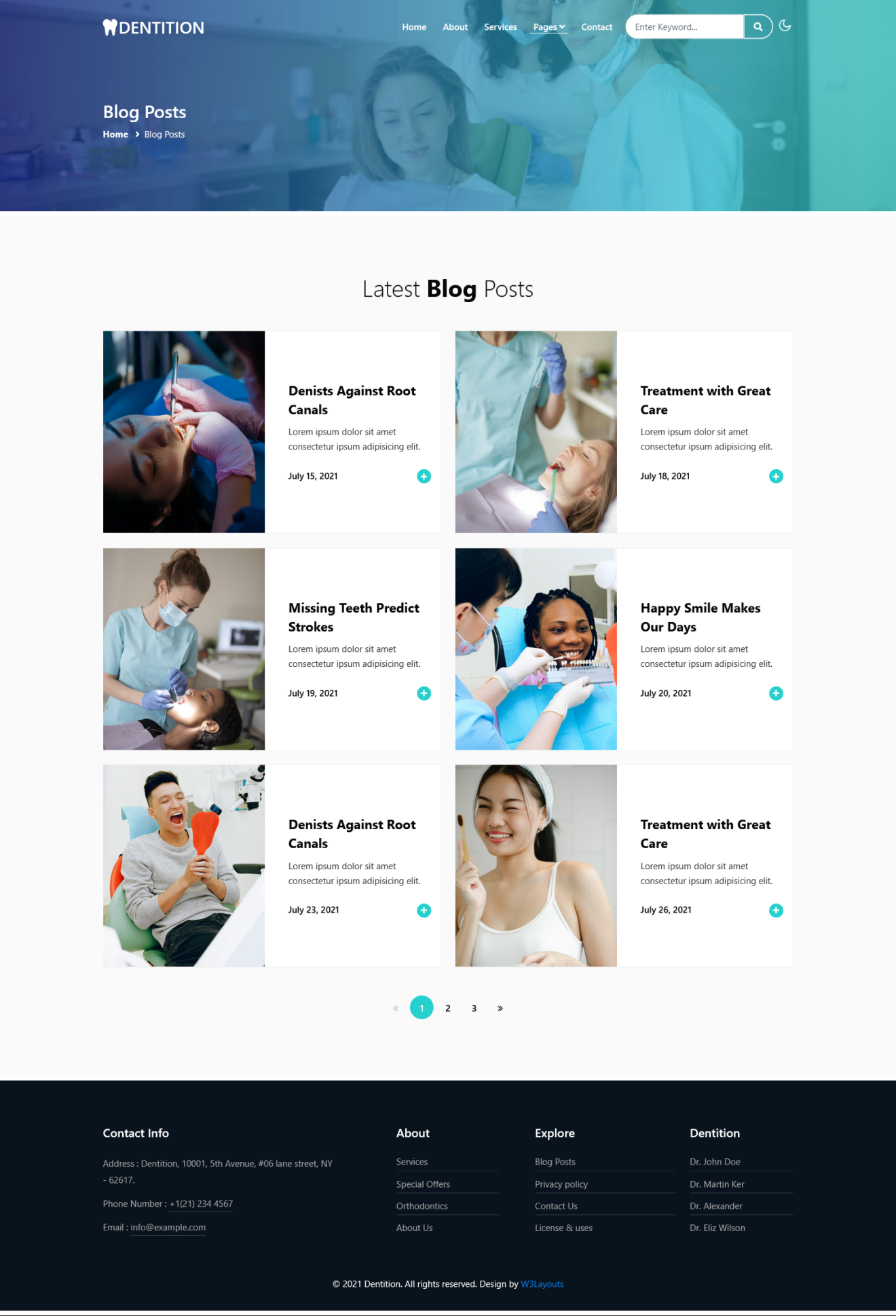 dentition a dental WordPress Theme blog page 