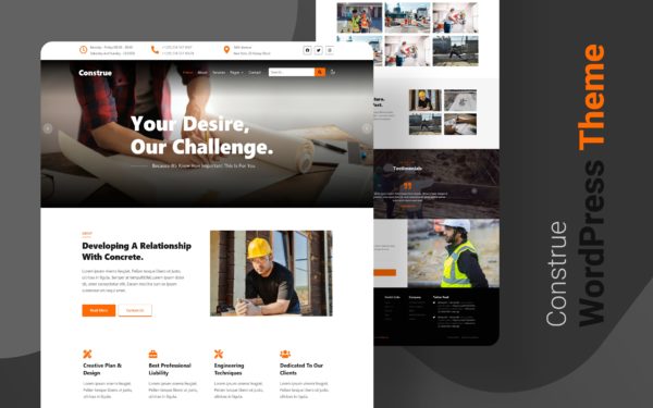 construe an industrial category WordPress theme featured image