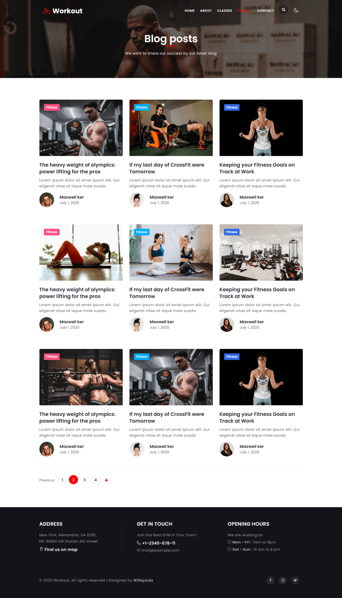 Workout - Sports Category Responsive Website Template Blog