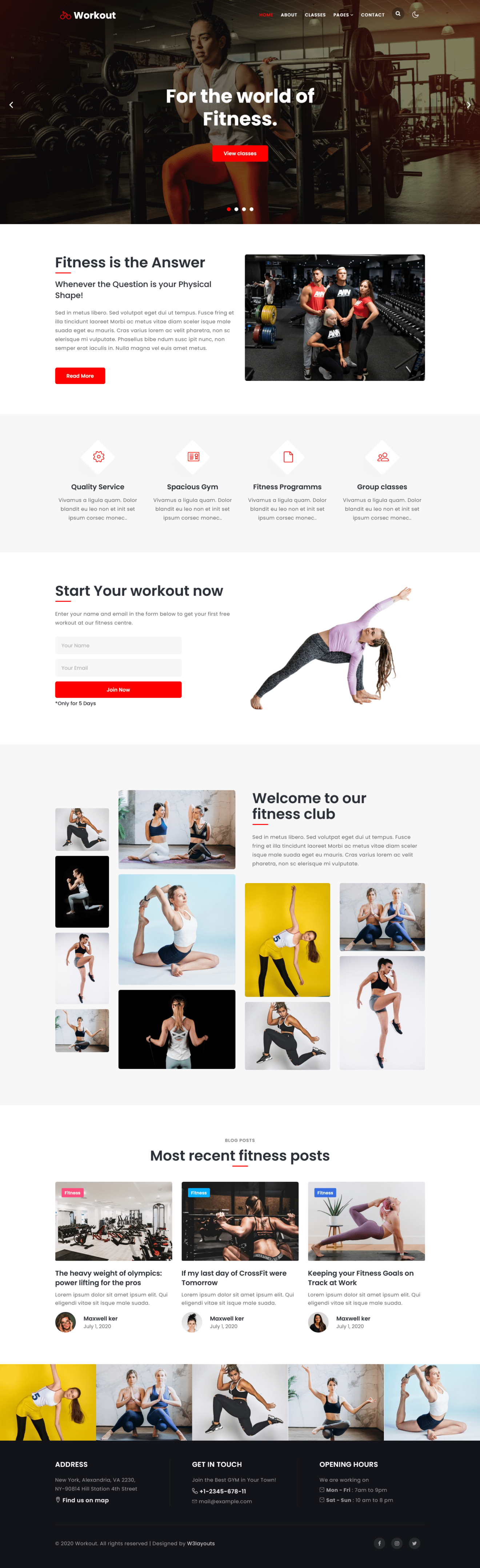 Workout - Sports Category Responsive Website Template Home