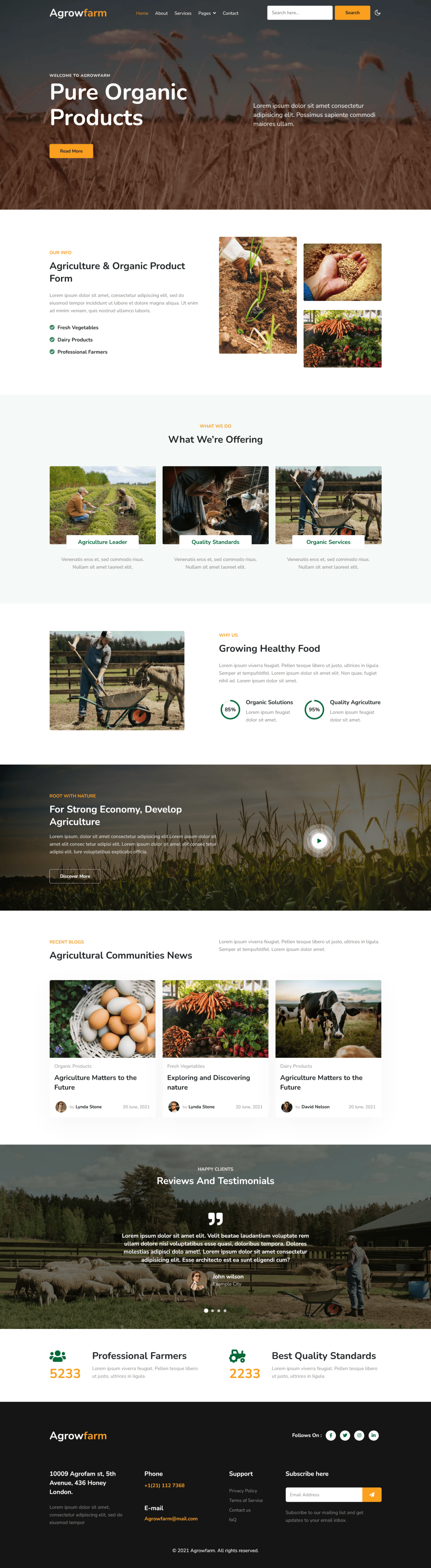 Agrowfarm website tempalte Home Page