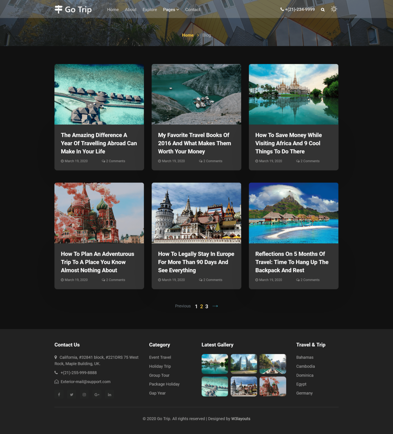 Blog Page Go Trip website template full