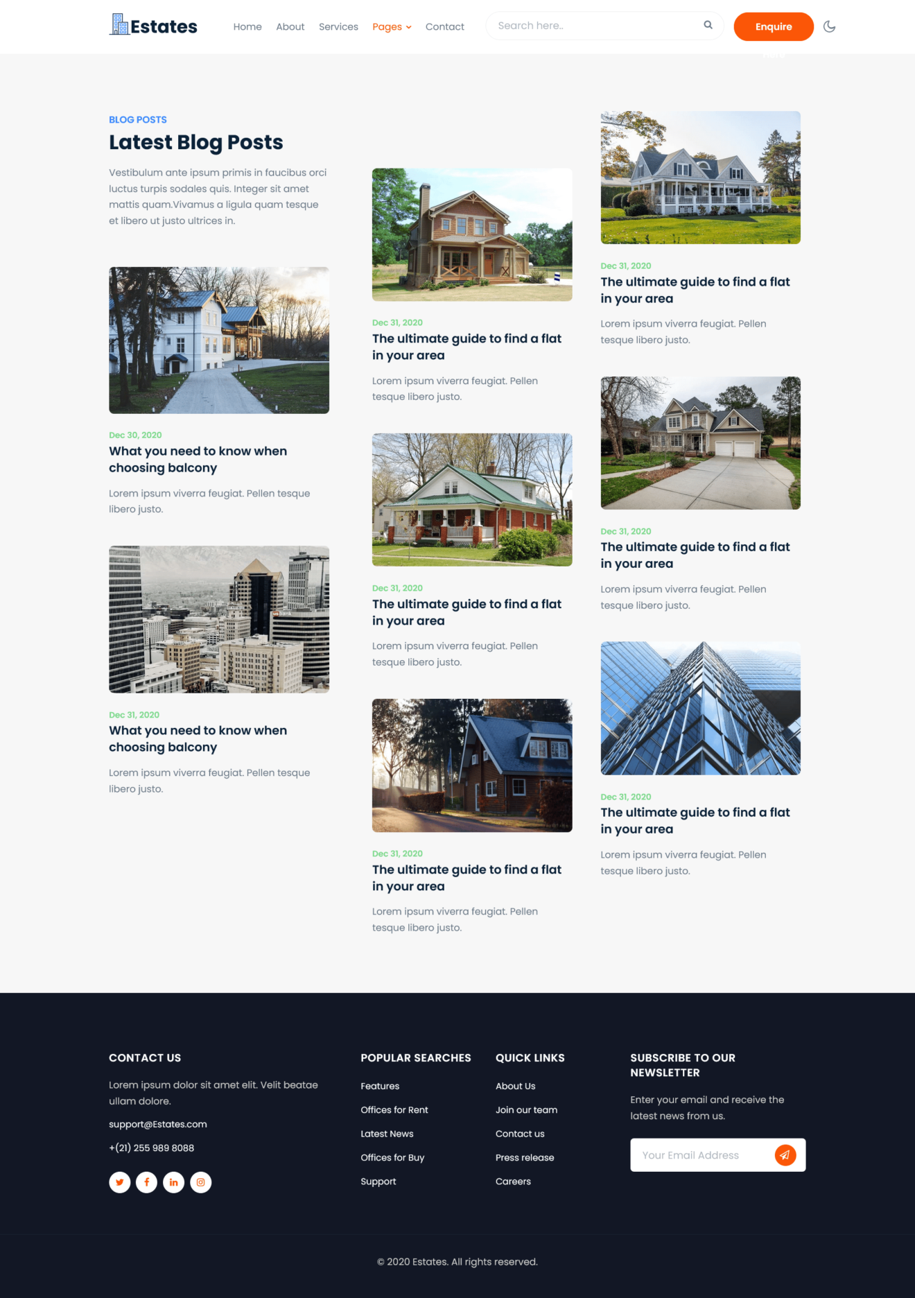 Estates Website Template - Blog Page