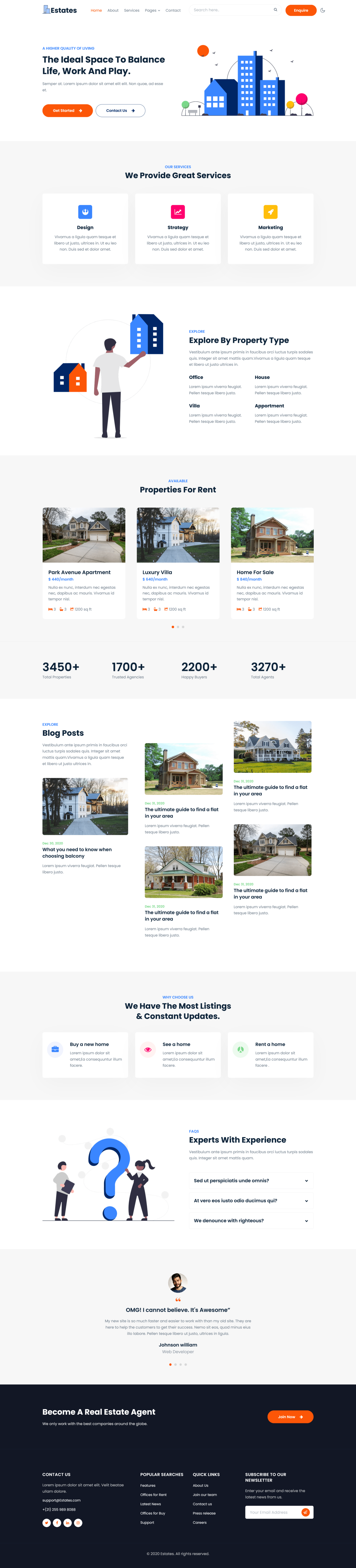 Estates website template - Home Page