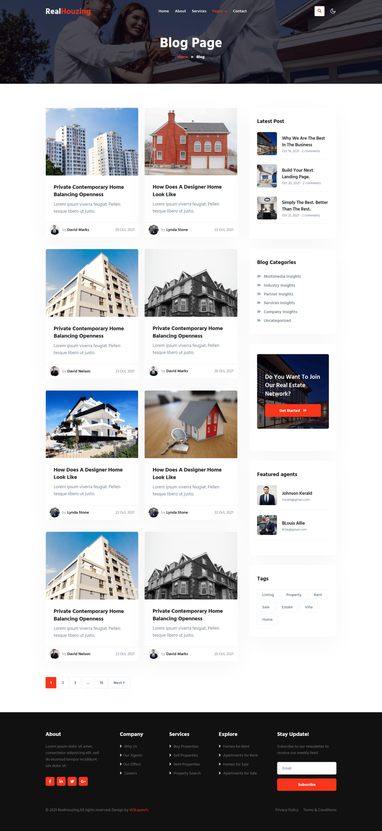 Real houzing website template - blog page