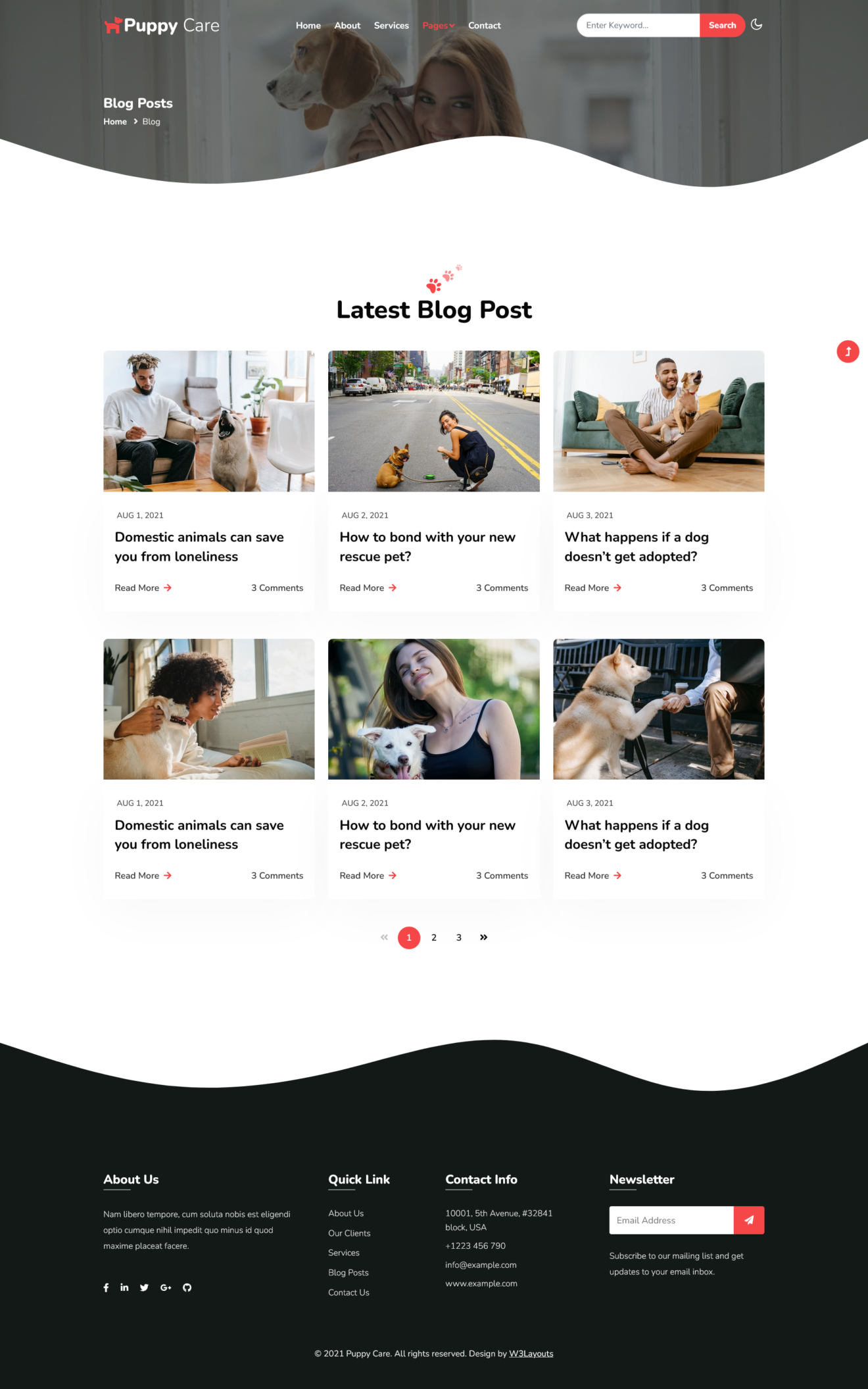 website template for animals and pets