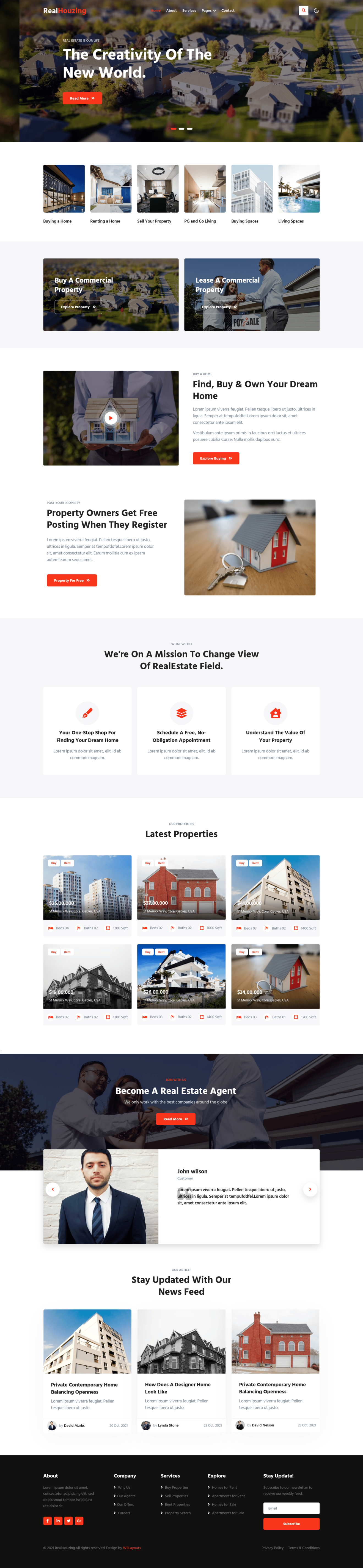 real houzing website template - home page