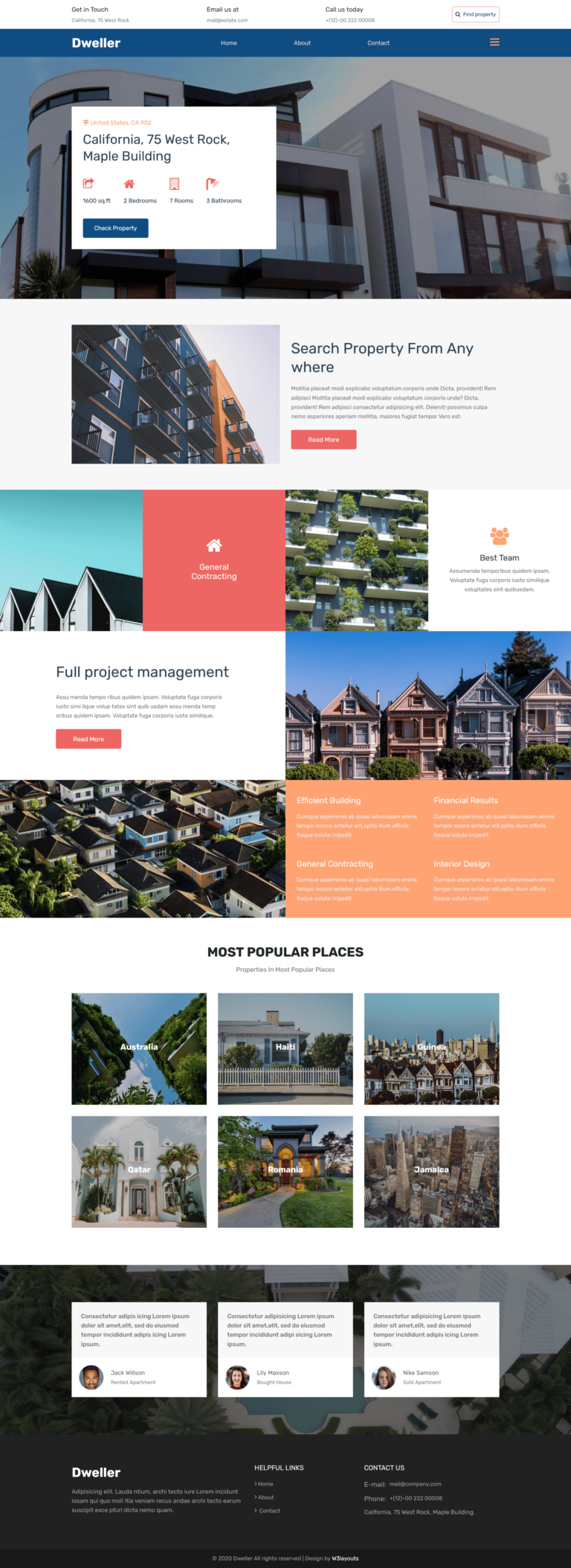 Dweller a real estate category website template » W3Layouts