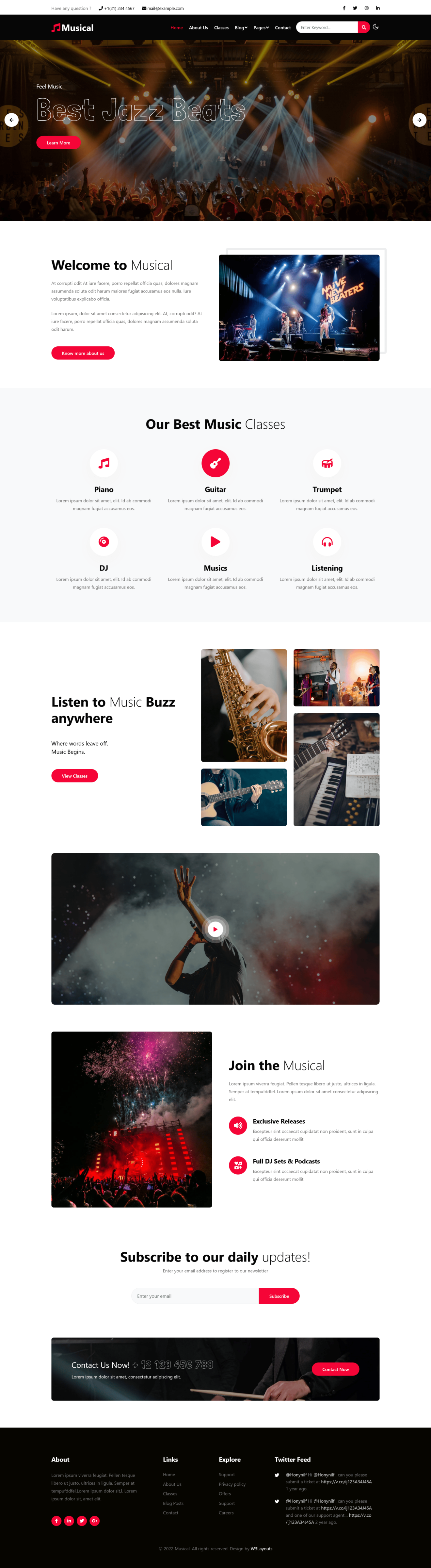 Musical a music category entertainment template home page full