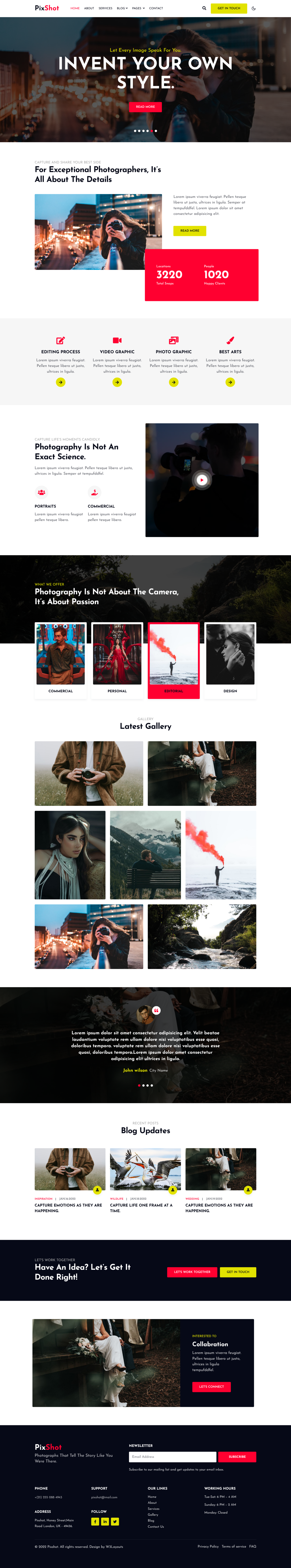 PixShot a website template for photo gallery