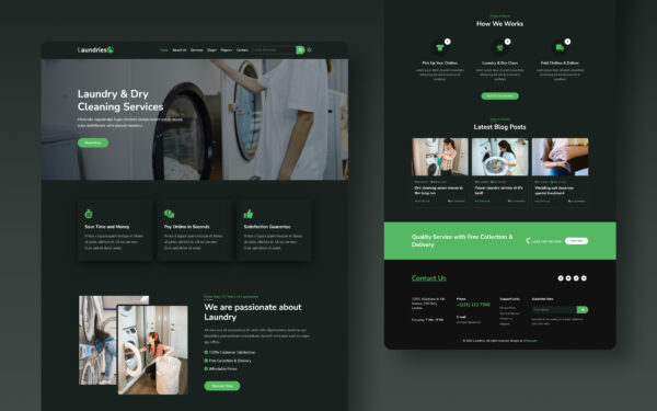 Laundries a laundry category website template