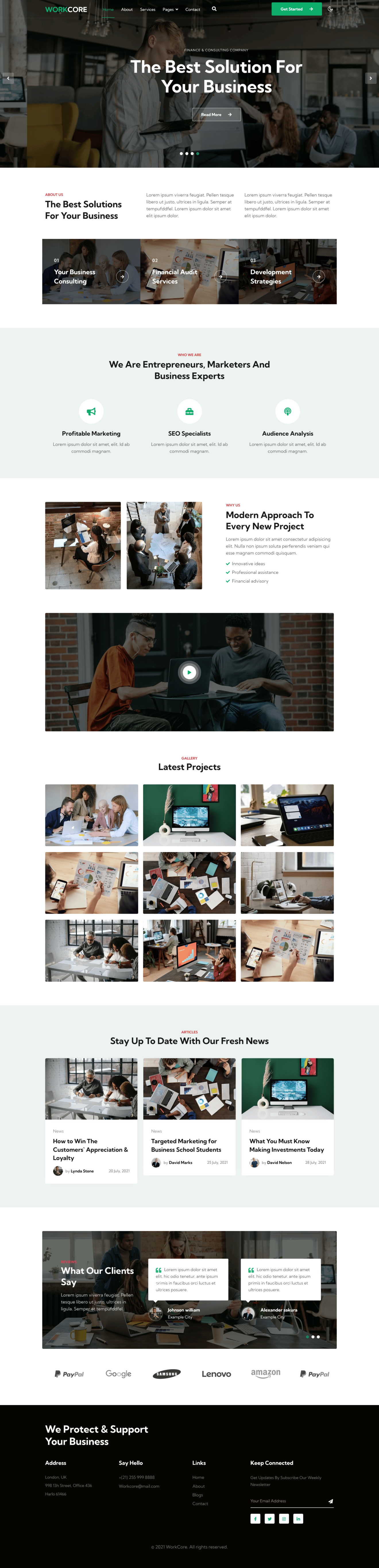 WorkCore Website Template home page