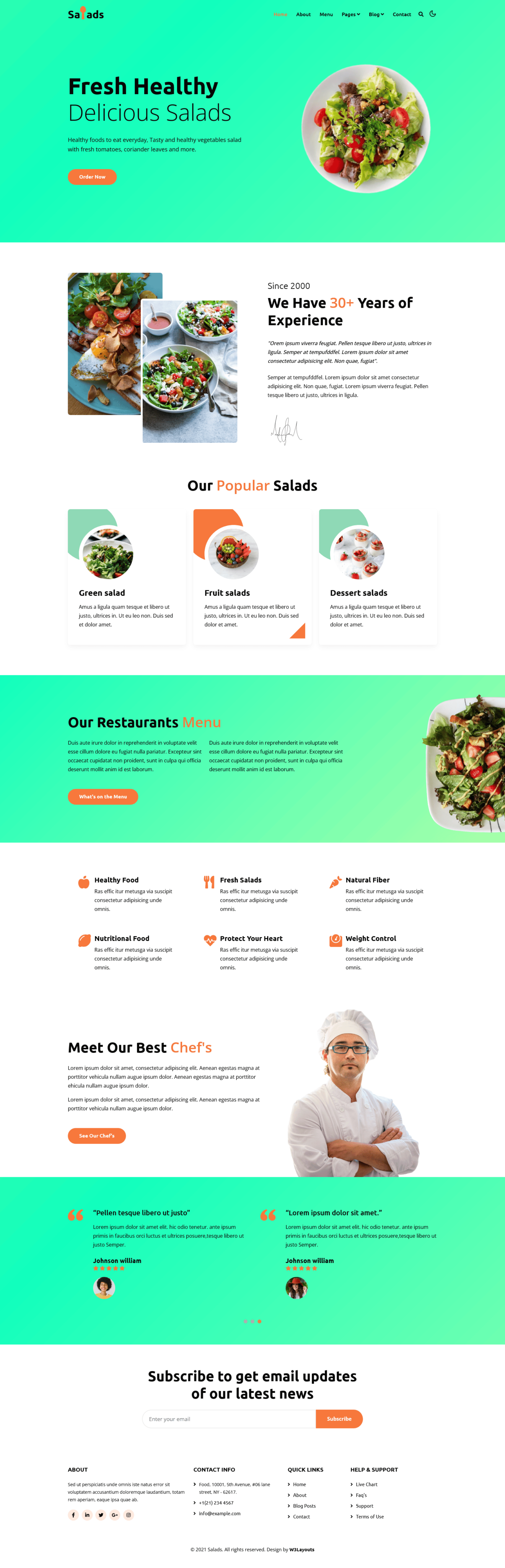 Salads Website Template - Home Page