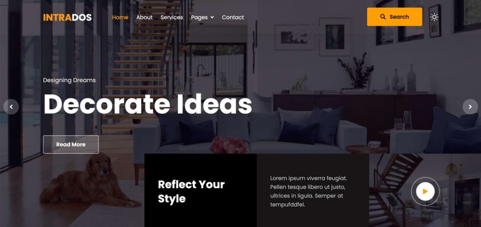 Intrados interior website template homepage design