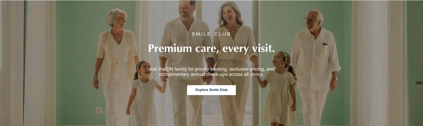 Smile Club loyalty programme banner on the Dental Nation website reading Premium care, every visit